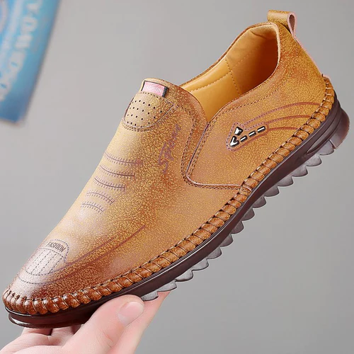 Męskie buty ze skórzaną podeszwą