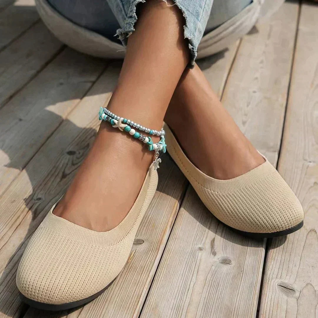 Damskie płaskie buty z dzianiny