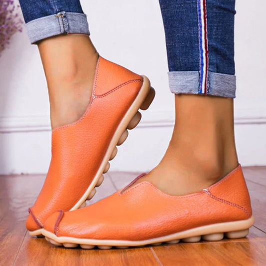 Damskie skórzane loafersy w stylu casual boat shoes