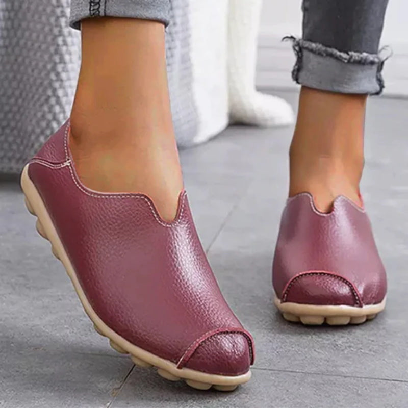 Damskie skórzane loafersy w stylu casual boat shoes