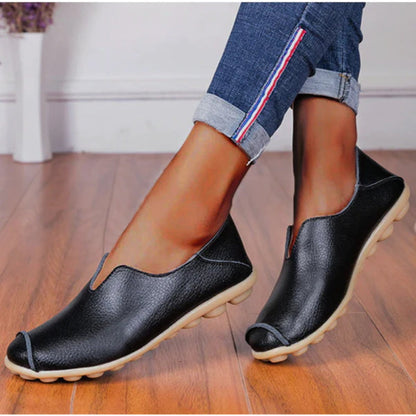 Damskie skórzane loafersy w stylu casual boat shoes