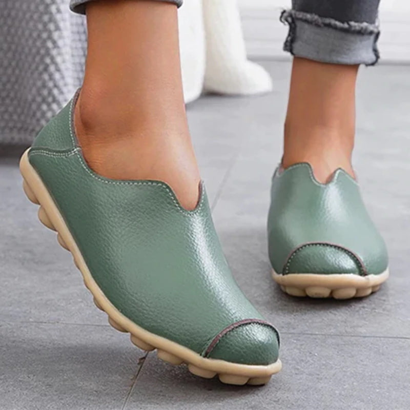 Damskie skórzane loafersy w stylu casual boat shoes