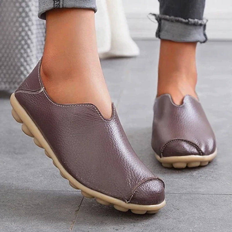 Damskie skórzane loafersy w stylu casual boat shoes