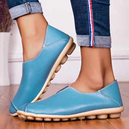 Damskie skórzane loafersy w stylu casual boat shoes