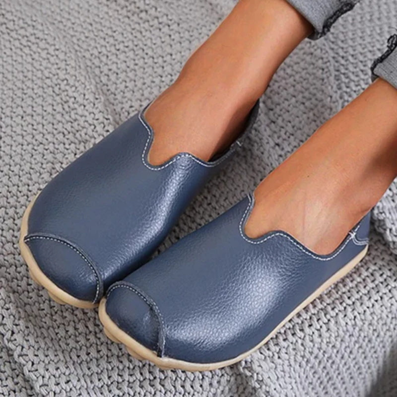 Damskie skórzane loafersy w stylu casual boat shoes