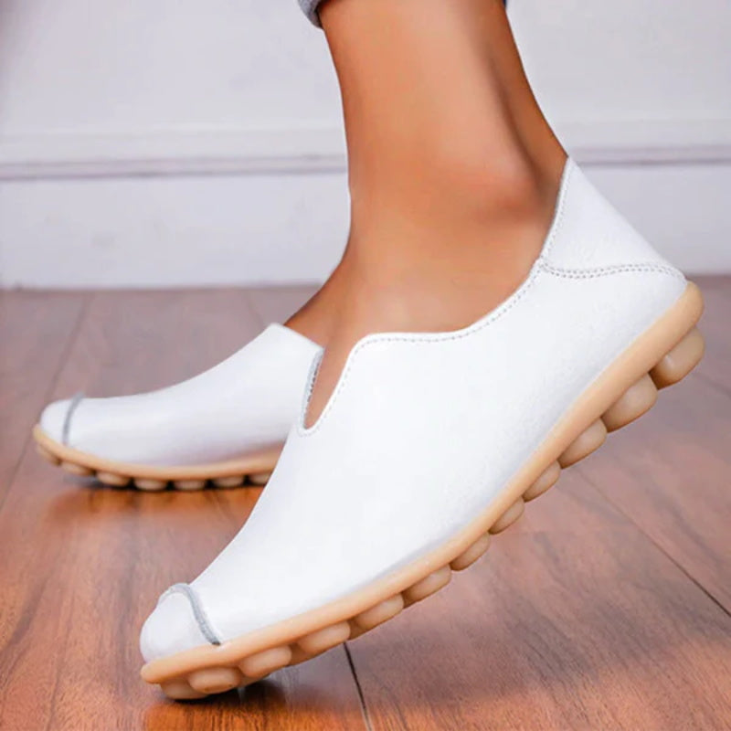 Damskie skórzane loafersy w stylu casual boat shoes