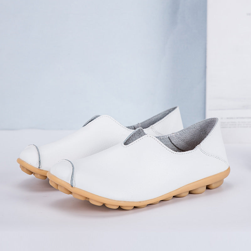 Damskie skórzane loafersy w stylu casual boat shoes