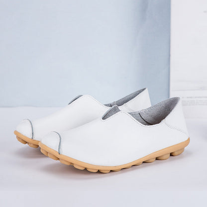Damskie skórzane loafersy w stylu casual boat shoes