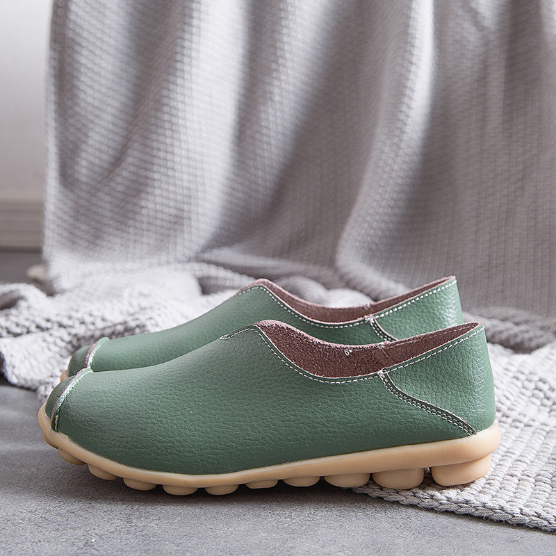 Damskie skórzane loafersy w stylu casual boat shoes