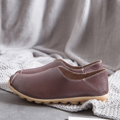 Damskie skórzane loafersy w stylu casual boat shoes