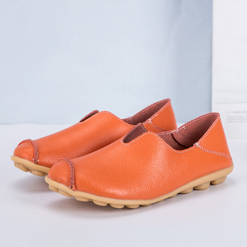 Damskie skórzane loafersy w stylu casual boat shoes
