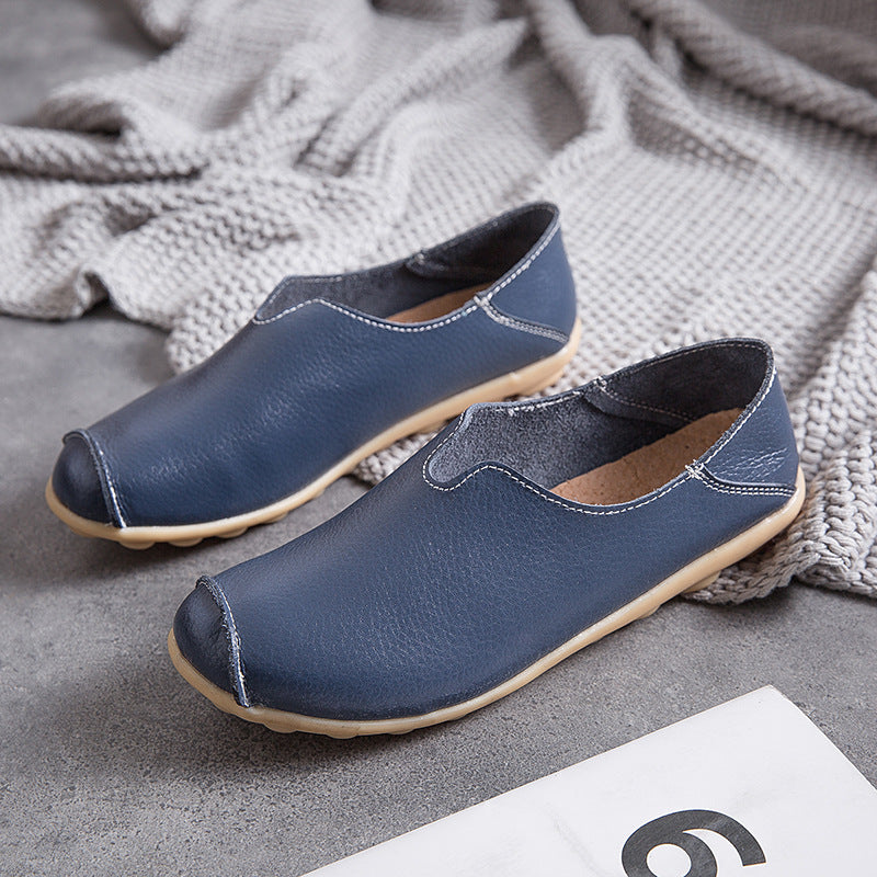 Damskie skórzane loafersy w stylu casual boat shoes