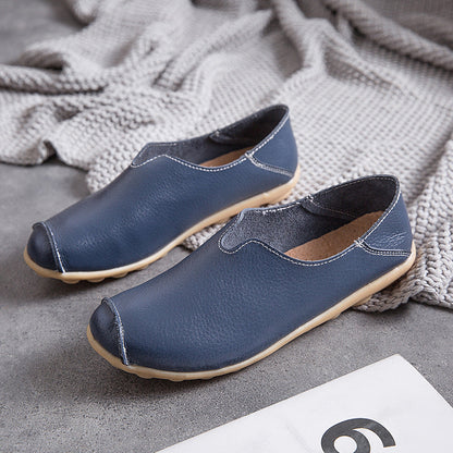 Damskie skórzane loafersy w stylu casual boat shoes