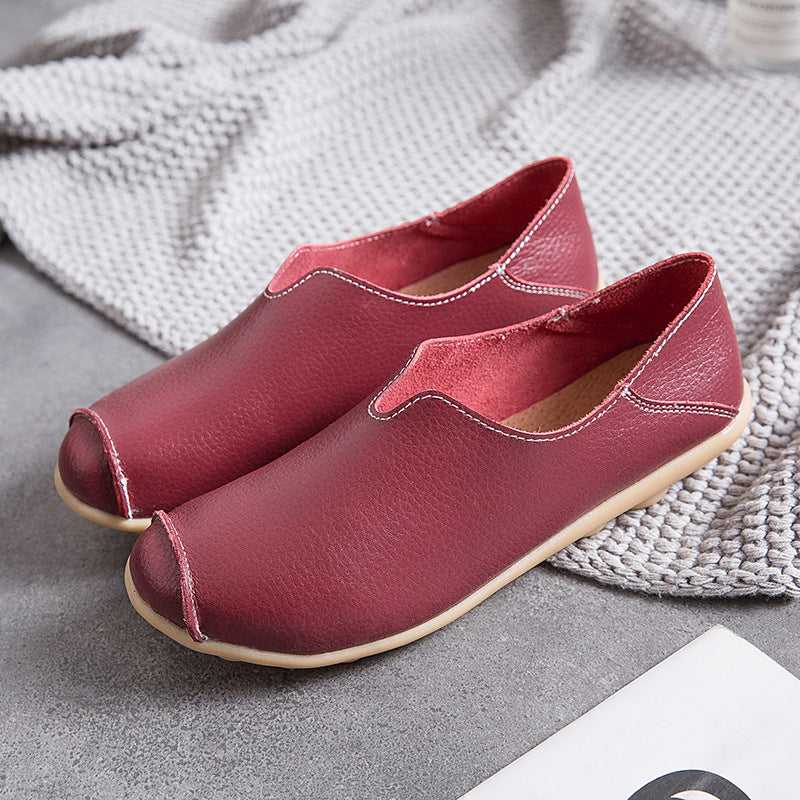 Damskie skórzane loafersy w stylu casual boat shoes